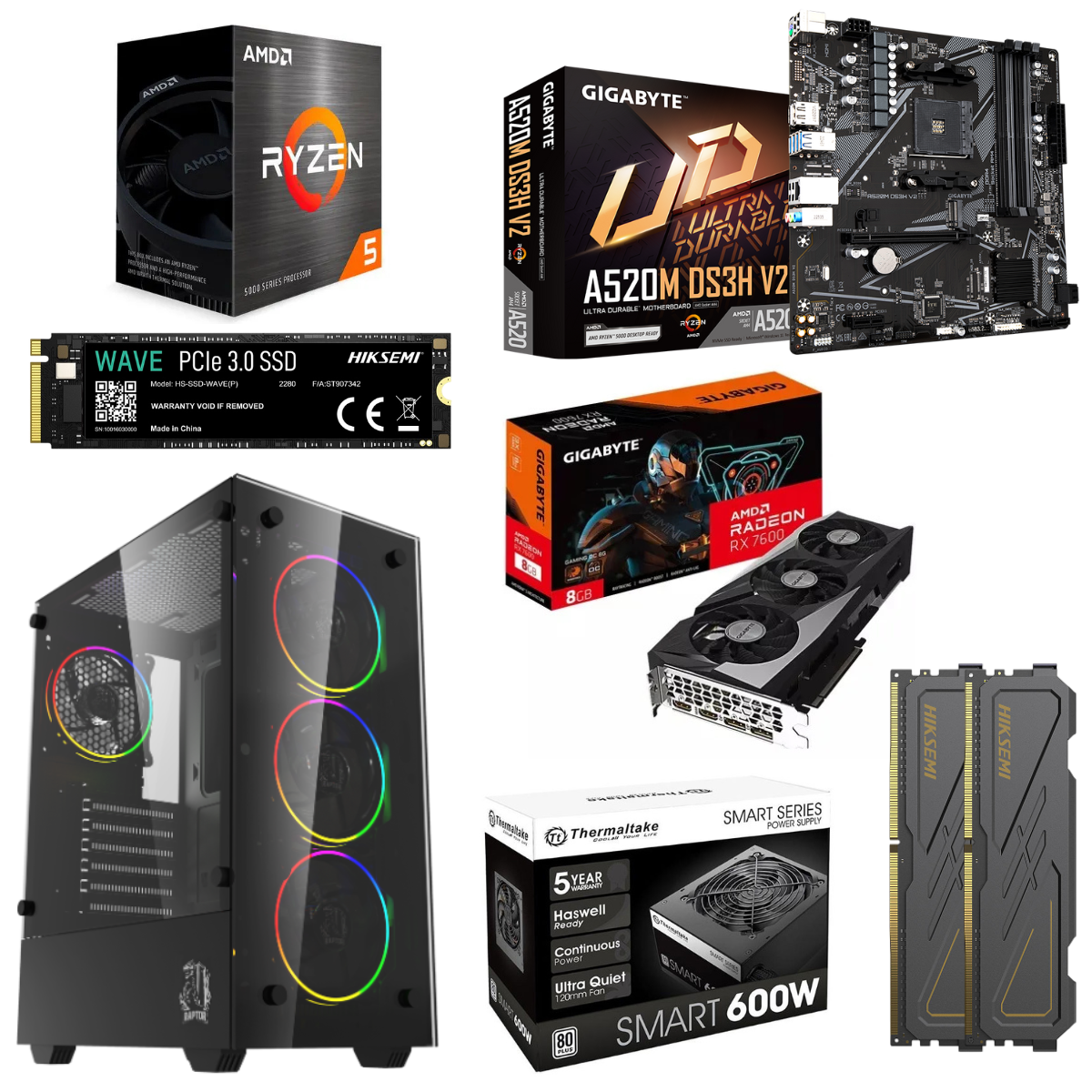 Pc Gamer Raptor Amd Ryzen 5 5600T 16G Ssd 1024Gb Rx7600