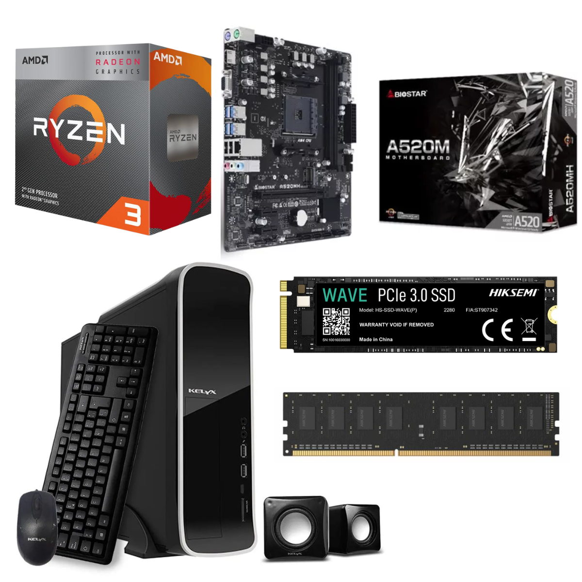 Pc Amd Ryzen 3-3200G 8G Ssd 128Gb