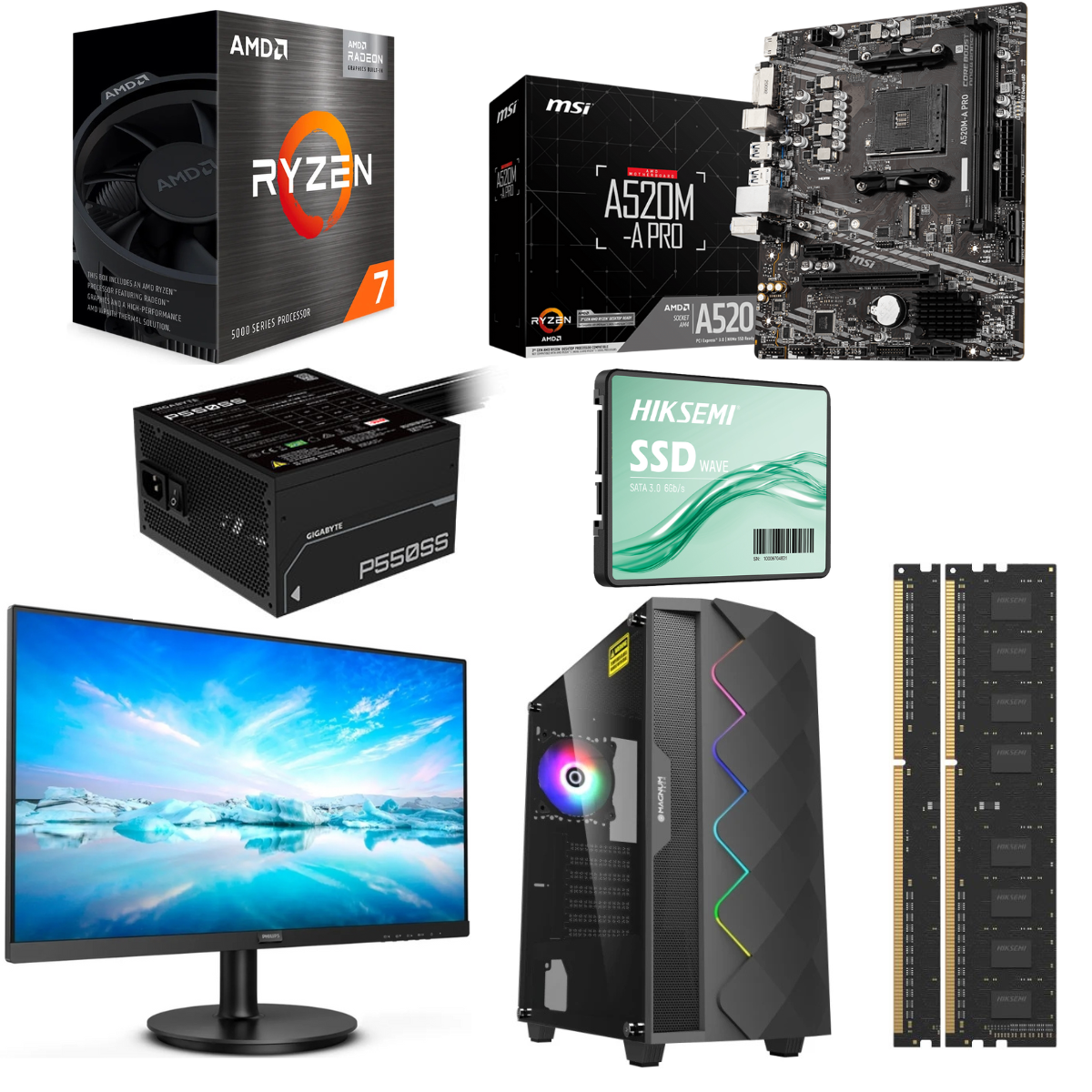Pc Amd Ryzen 7-5700G 32G Ssd 960Gb Monitor 22