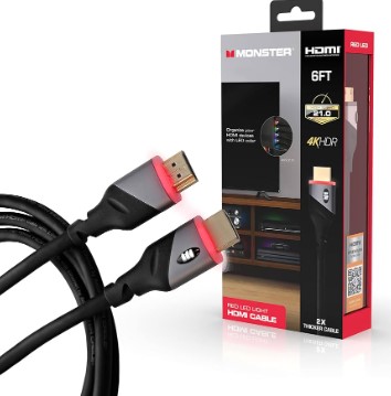 Cable HDMI Monster 1.8 Metros 4K Red Led