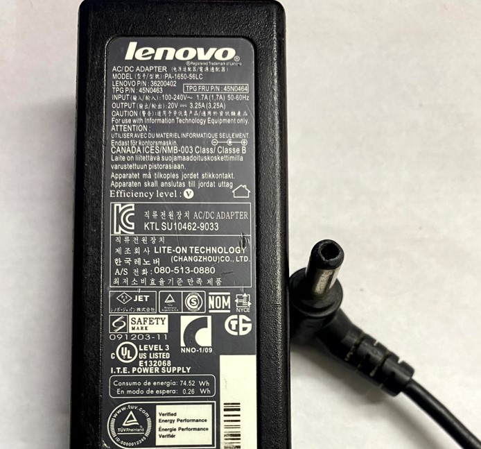 Cargador Lenovo 20V - 3.25A