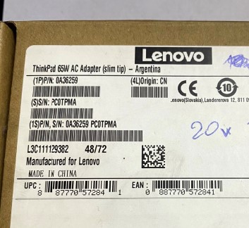 Cargador Lenovo 20V - 3.25A