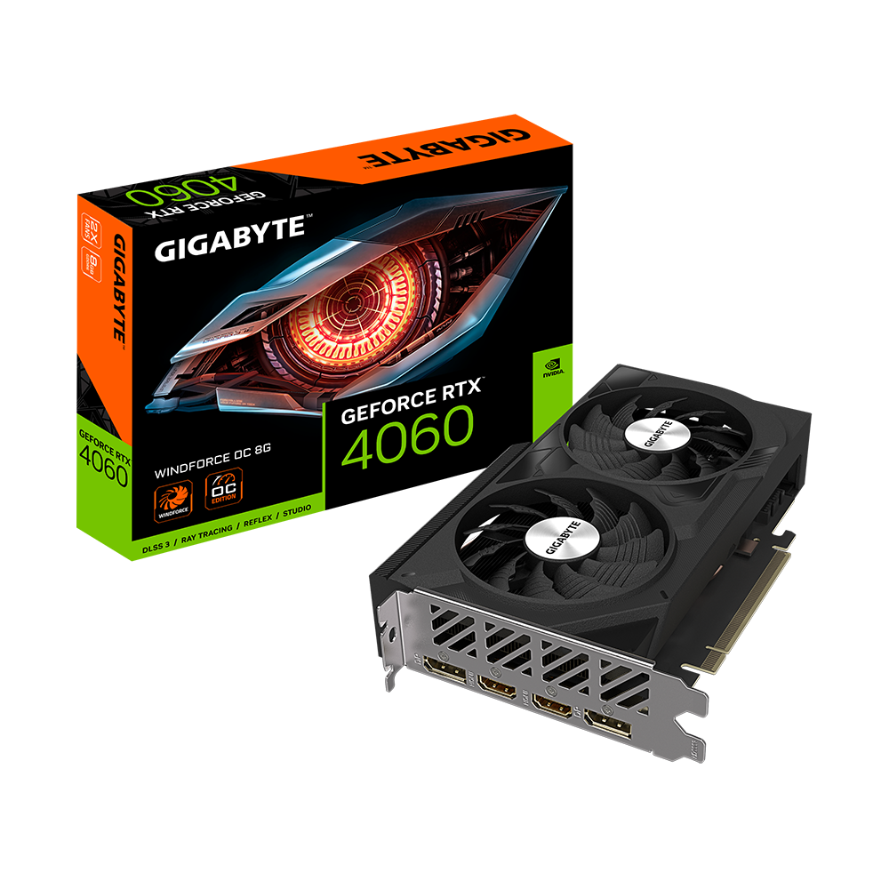 Placa de Video Gigabyte RTX 4060 Windforce OC 8GB