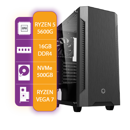Pc Gamer Ryzen 5 5600G | 16GB RAM | 500GB NVMe | 550w 80+