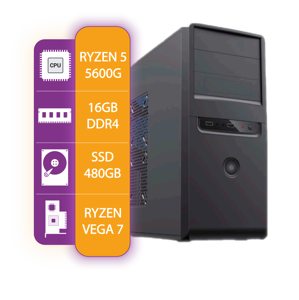 PC ARMADA GAMER AMD RYZEN 5 5600G  16GB RAM  480GB SSD