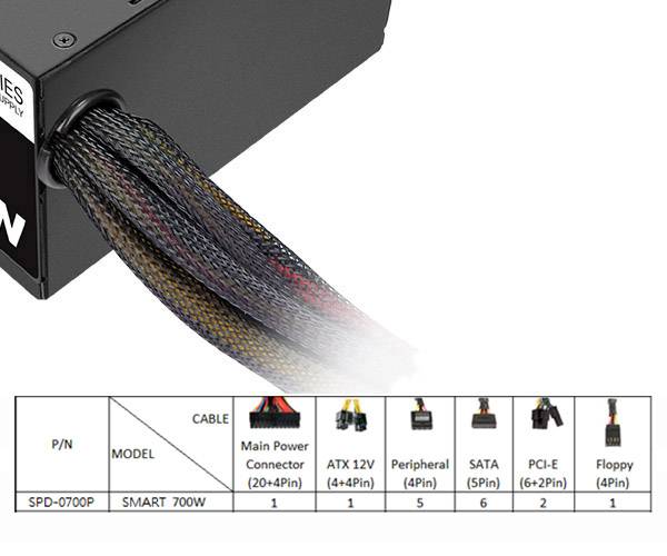 Fuente Thermaltake 700W Smart White 80 Plus
