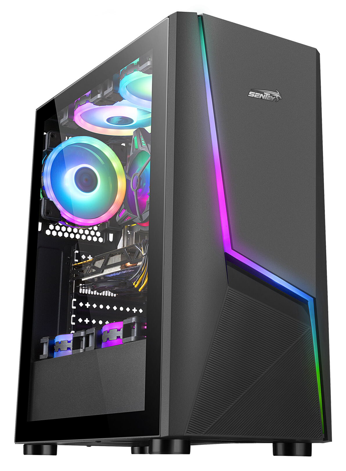 Gabinete Sentey P20 Frente RGB lateral acrilico