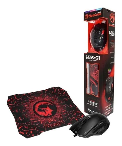 Mouse Gamer Marvo M355 9 botones 6400 DPI Incluye Pad