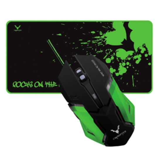Combo Mouse y PAD Gamer Wesdar X2 Negro y Verde