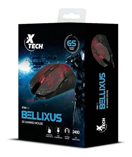 Mouse Gamer Tech BELLIXUS 2400 DPI 6 Botones