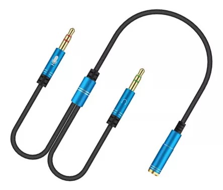Adaptador de audio 1 a 3 Microfono incorporado Metalico