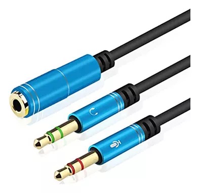 Adaptador de audio 1 a 3 Microfono incorporado Metalico