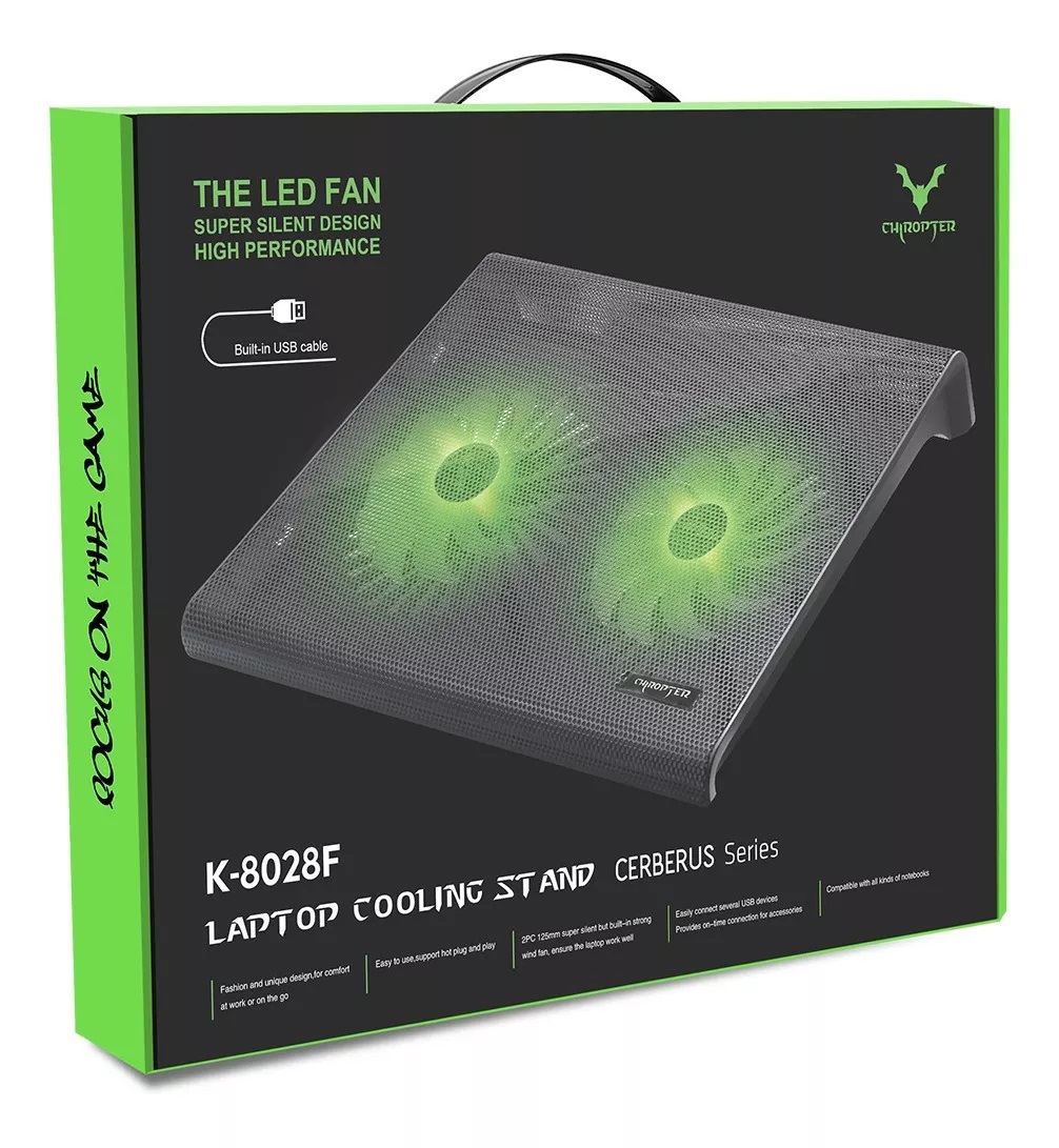 Base para Notebook Wesdar 8028F 2 Ventiladores Negra con led Azul