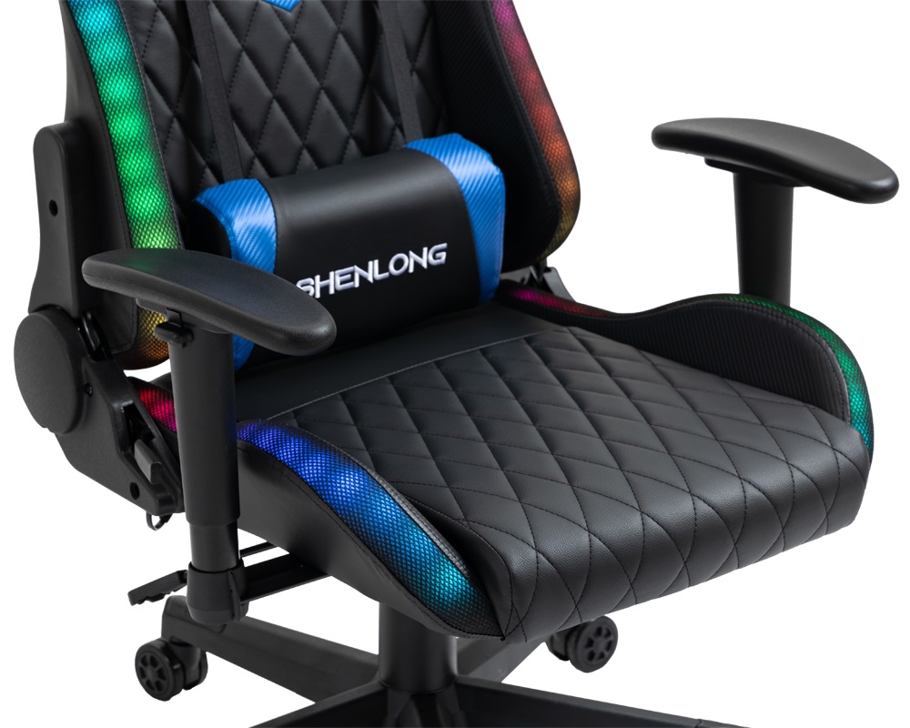 Silla Gamer Shenlong SCH-RGB155 Premium RGB negra y azul