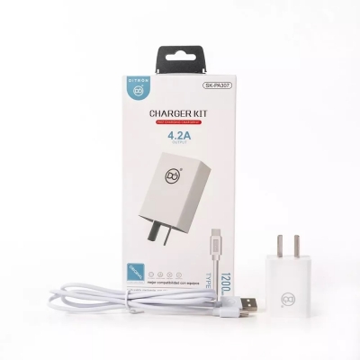 Cargador de pared carga rapida Ditron USB-C 4A cable 120 cms