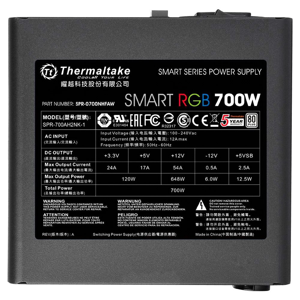 FUENTE GAMER THERMALTAKE SMART RGB 700W 80 PLUS