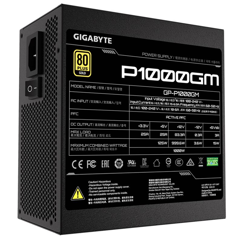 FUENTE GAMER GIGABYTE 1000W 80 PLUS GOLD