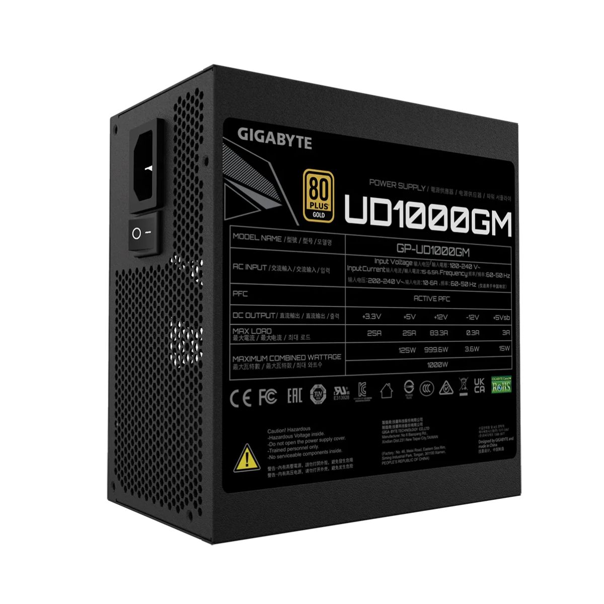 FUENTE GAMER GIGABYTE 1000W GM 80P GOLD MODULAR