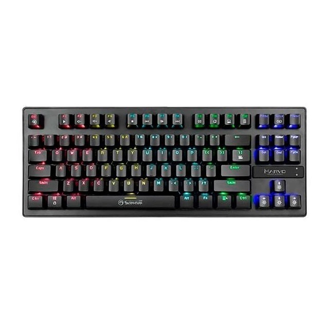 TECLADO GAMING MECANICO COMPACTO MARVO KG901 ILUMINADO RGB BLUE SWITCH USB