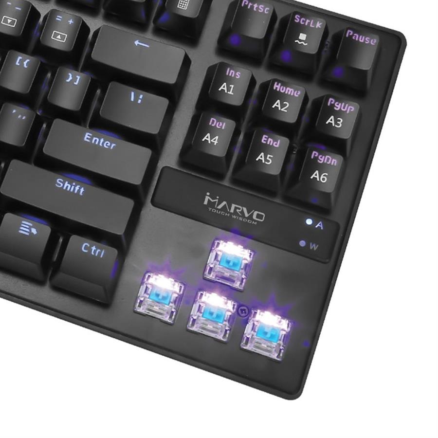 TECLADO GAMING MECANICO COMPACTO MARVO KG901 ILUMINADO RGB BLUE SWITCH USB