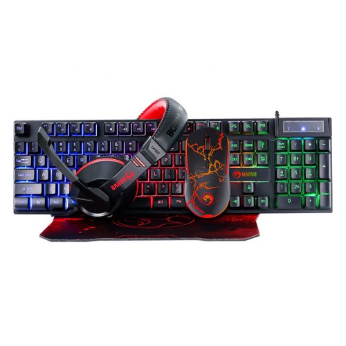 COMBO GAMING 4 EN 1 MARVO CM409 MOUSE + AURICULAR + MOUSEPAD +TECLADO LED