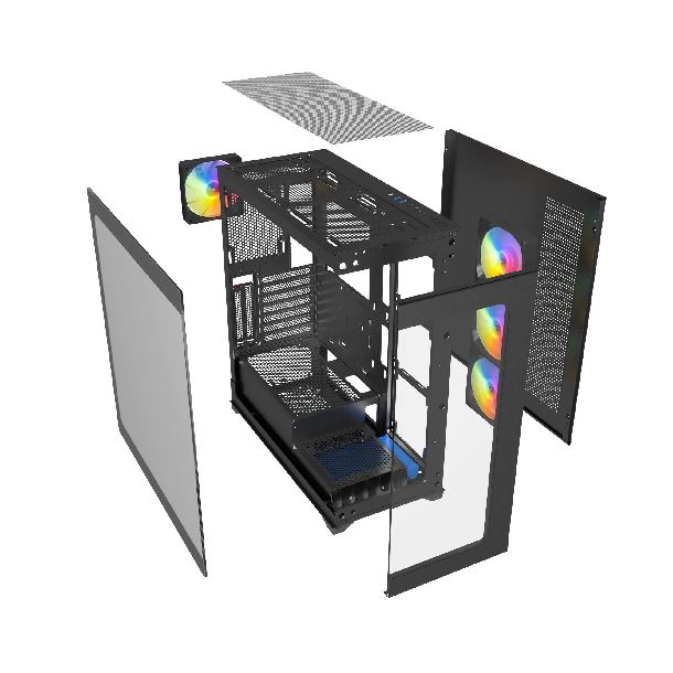 GABINETE GAMER RAIDMAX INFINITA I800 FISHTANK TG RGB