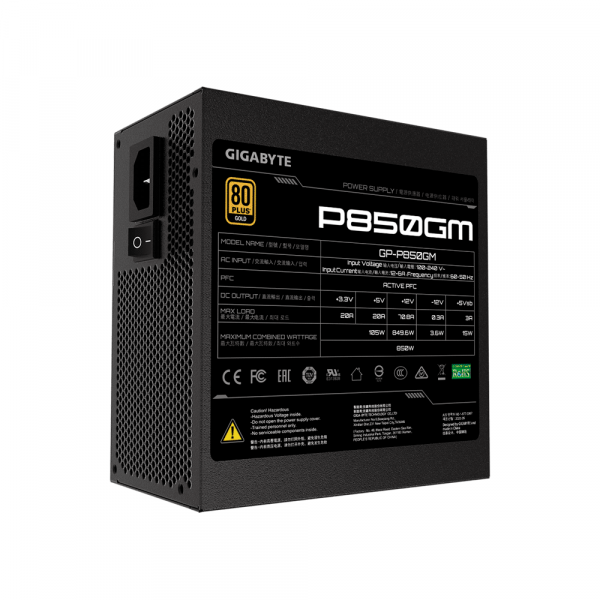FUENTE GAMER GIGABYTE 850W MODULAR 80 PLUS GOLD