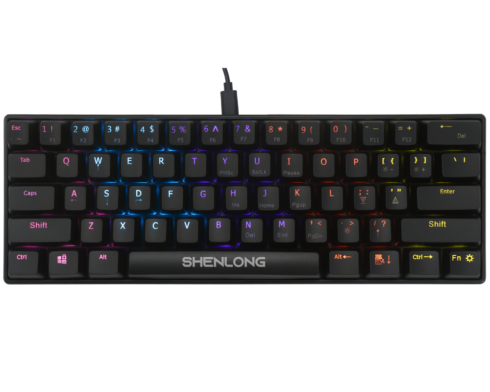 TECLADO MECANICO 60% SHENLONG UMK6100SB - 62 TECLAS - CABLE USB TIPO C RAINBOW
