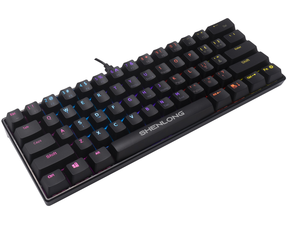 TECLADO MECANICO 60% SHENLONG UMK6100SB - 62 TECLAS - CABLE USB TIPO C RAINBOW