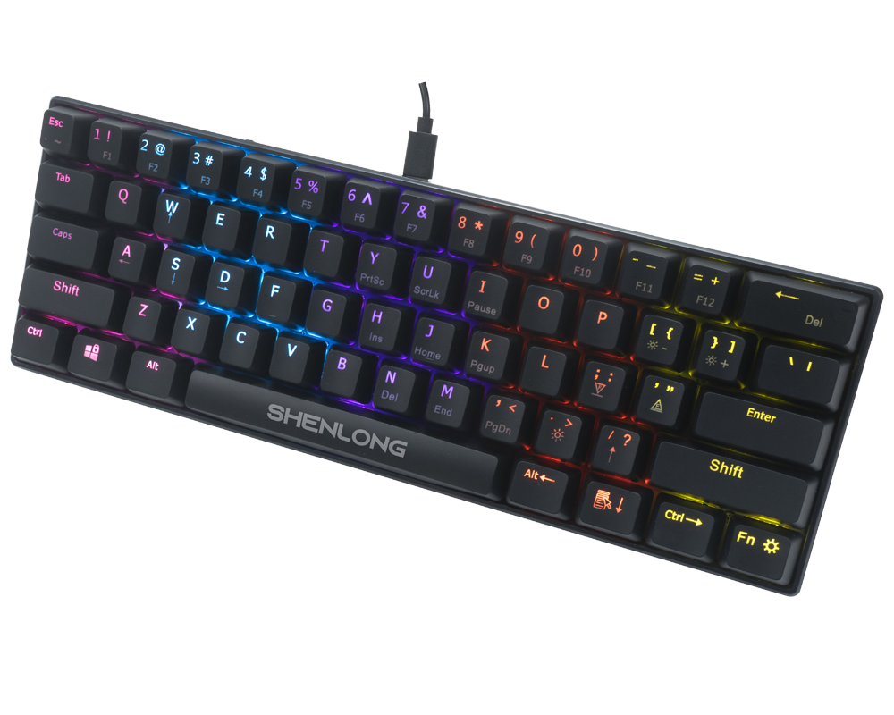 TECLADO MECANICO 60% SHENLONG UMK6100SB - 62 TECLAS - CABLE USB TIPO C RAINBOW