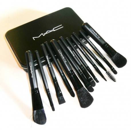 Set de 12 brochas MAC/Huda/Anastasia/Naked - Caja metálica