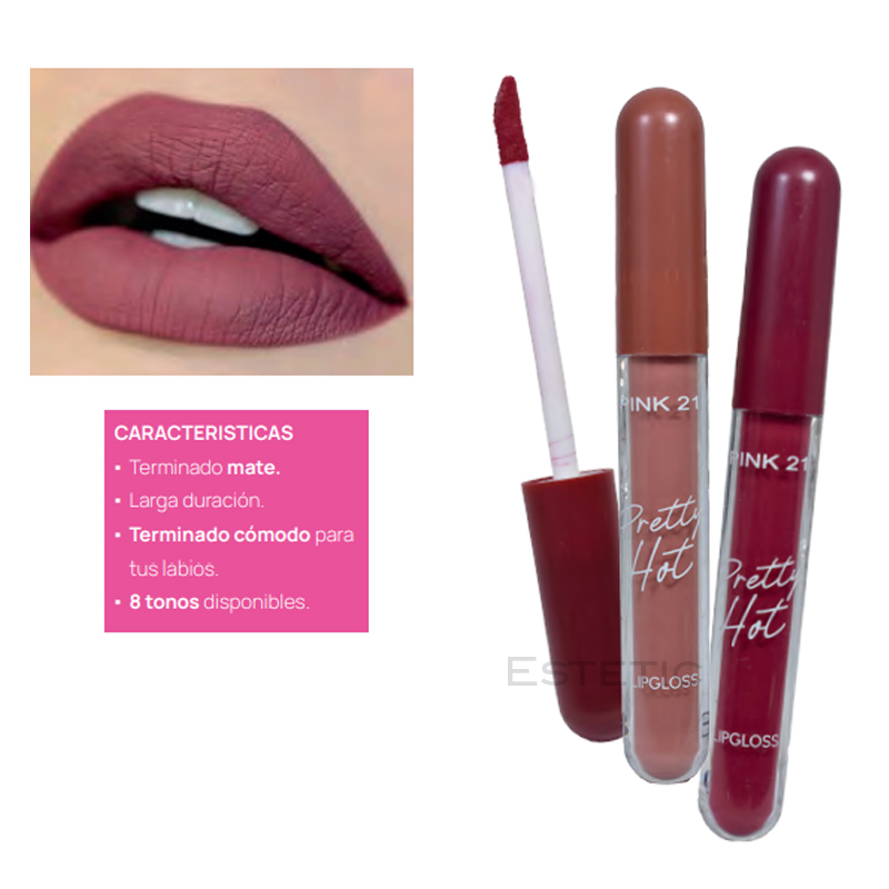 Labial Liquido Matte Pretty Hot 24 Hs Pink 21