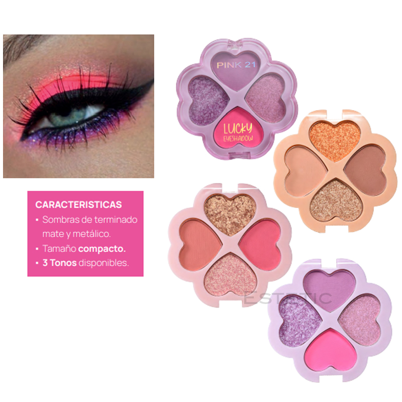 Pack X3 Paleta Sombra Lucky Matte + Metalizadas Pink 21 (PROMO)