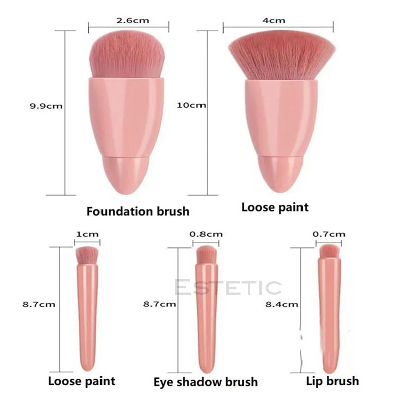 Set 5 Brochas Mini Con Estuche Y Espejo