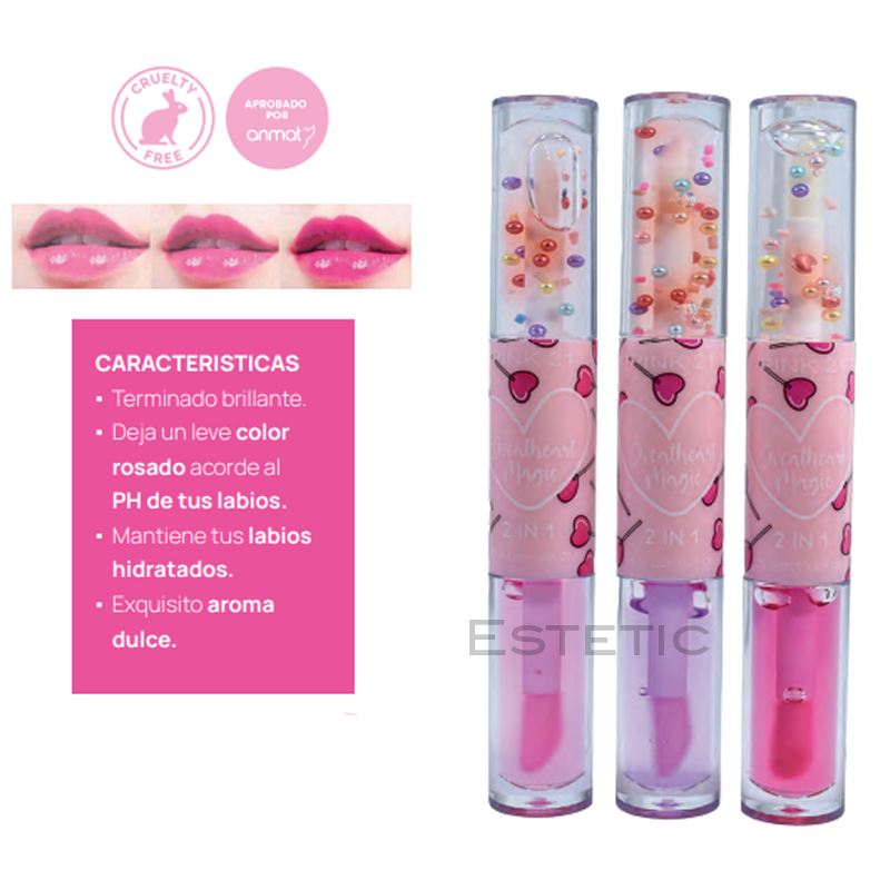 Lip Gloss + Lip Oil Stick 2 en 1 Sweatheart Magic Pink 21