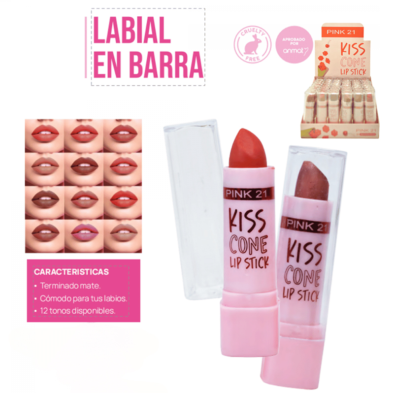 Labial Barra Kiss Cone Pink 21