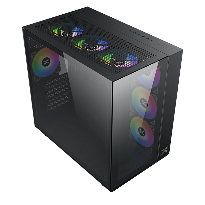 Gabinete Aquarius Pro Tg 7 Fans Argb Black Xigmatek