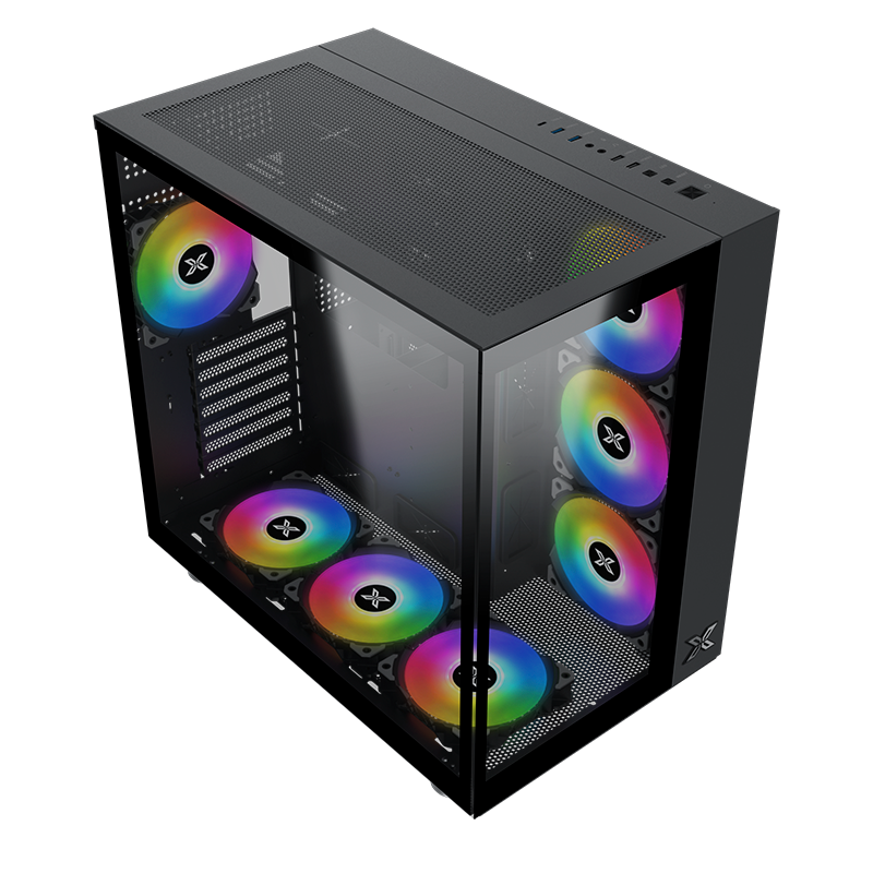 Gabinete Aquarius Pro Tg 7 Fans Argb Black Xigmatek