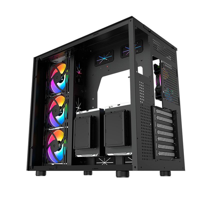 Gabinete Aquarius Pro Tg 7 Fans Argb Black Xigmatek