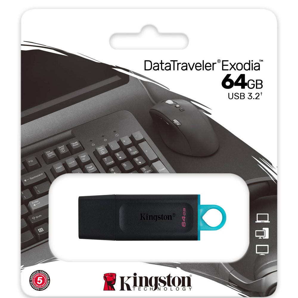 Pendrive 64gb Datatraveler Exodia Black Usb 3.2 Kingston