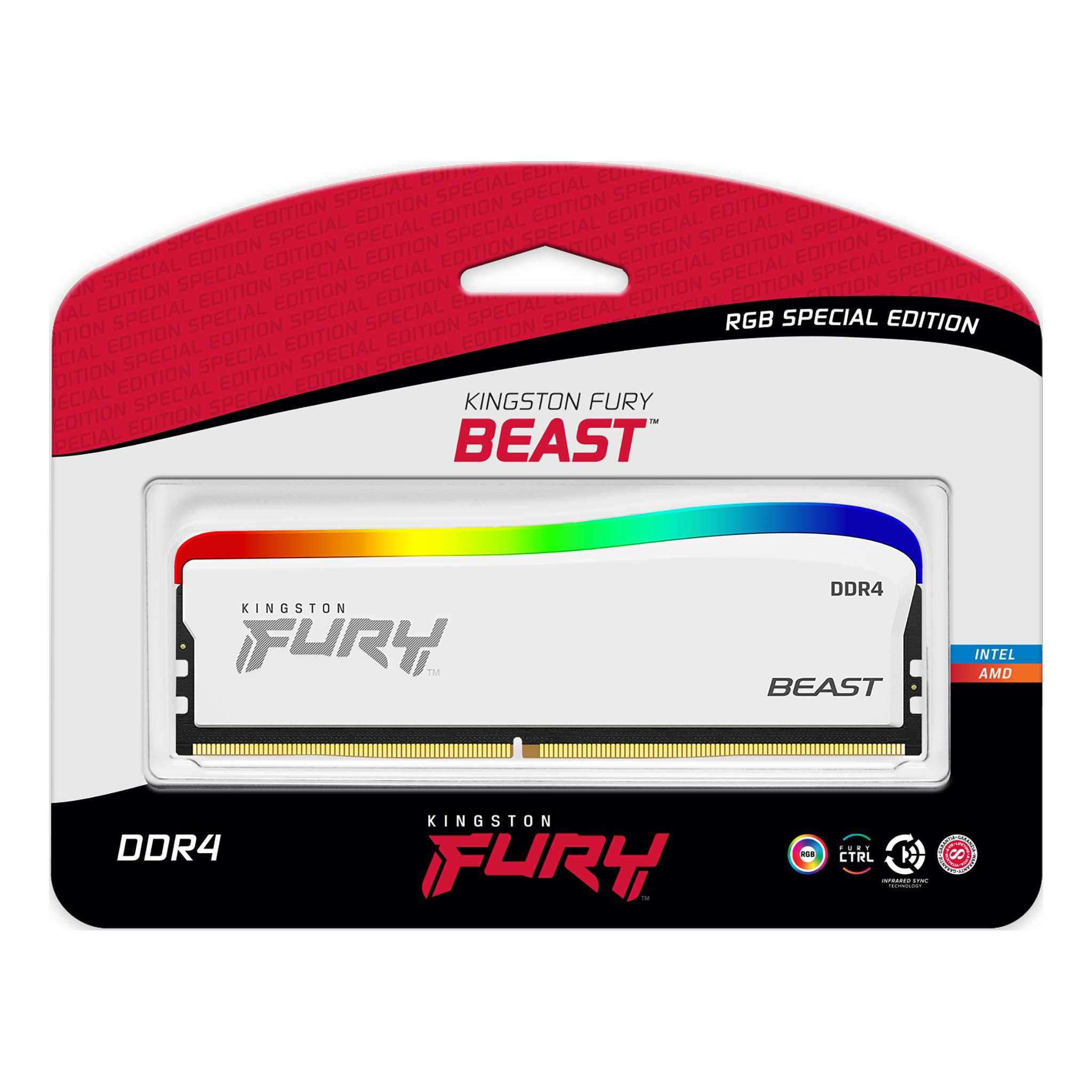 Memoria 8gb 3600mhz Ddr4 Fury Beast White Rgb Kingston