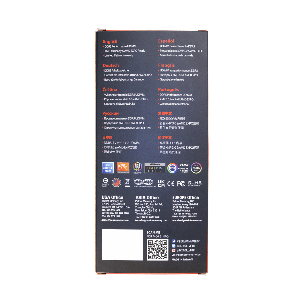 Memoria 16gb 6000mhz Ddr5 Viper Elite 5 White Rgb Patriot