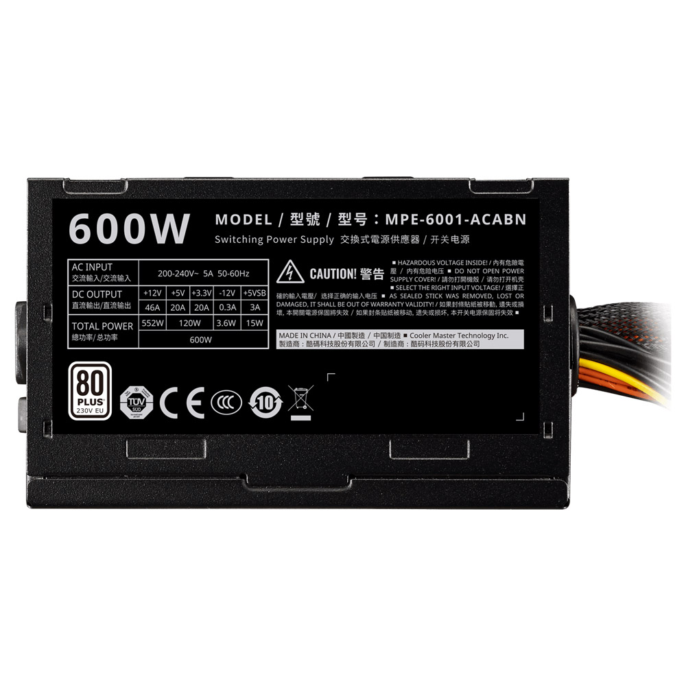 Fuente 600w 80+ White Elite V4 Cooler Master