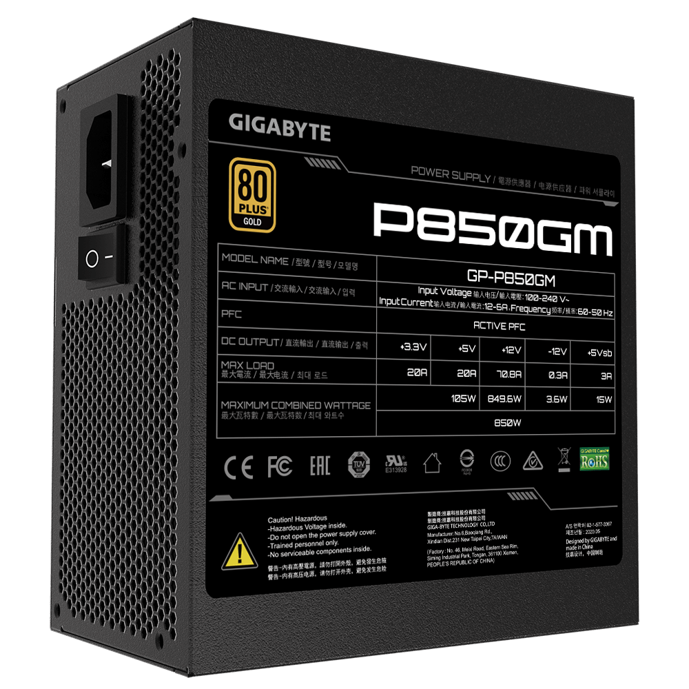 Fuente 850w 80+ Gold Full Modular Gigabyte