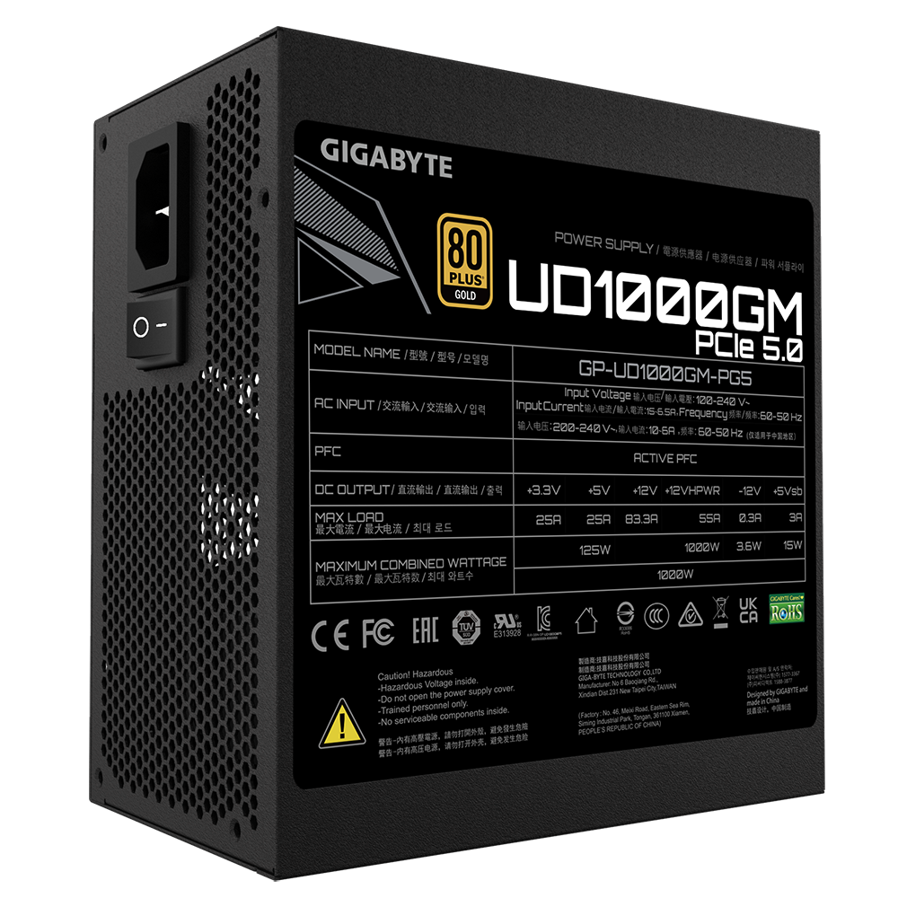 Fuente 1000w 80+ Gold Ud Full Modular Pg5 Gigabyte