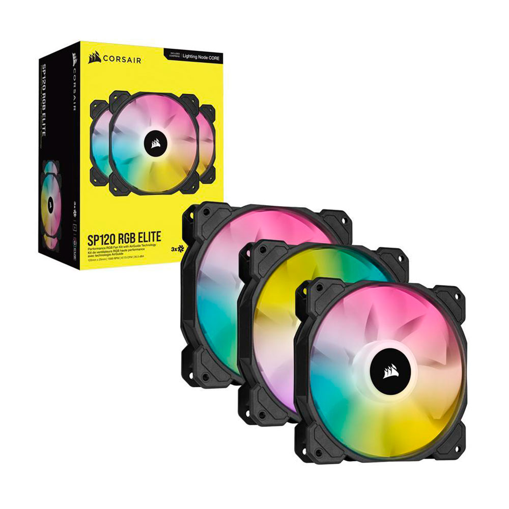 Cooler Fan Icue Sp120 Rgb Elite Pack X3 Black 120mm Corsair