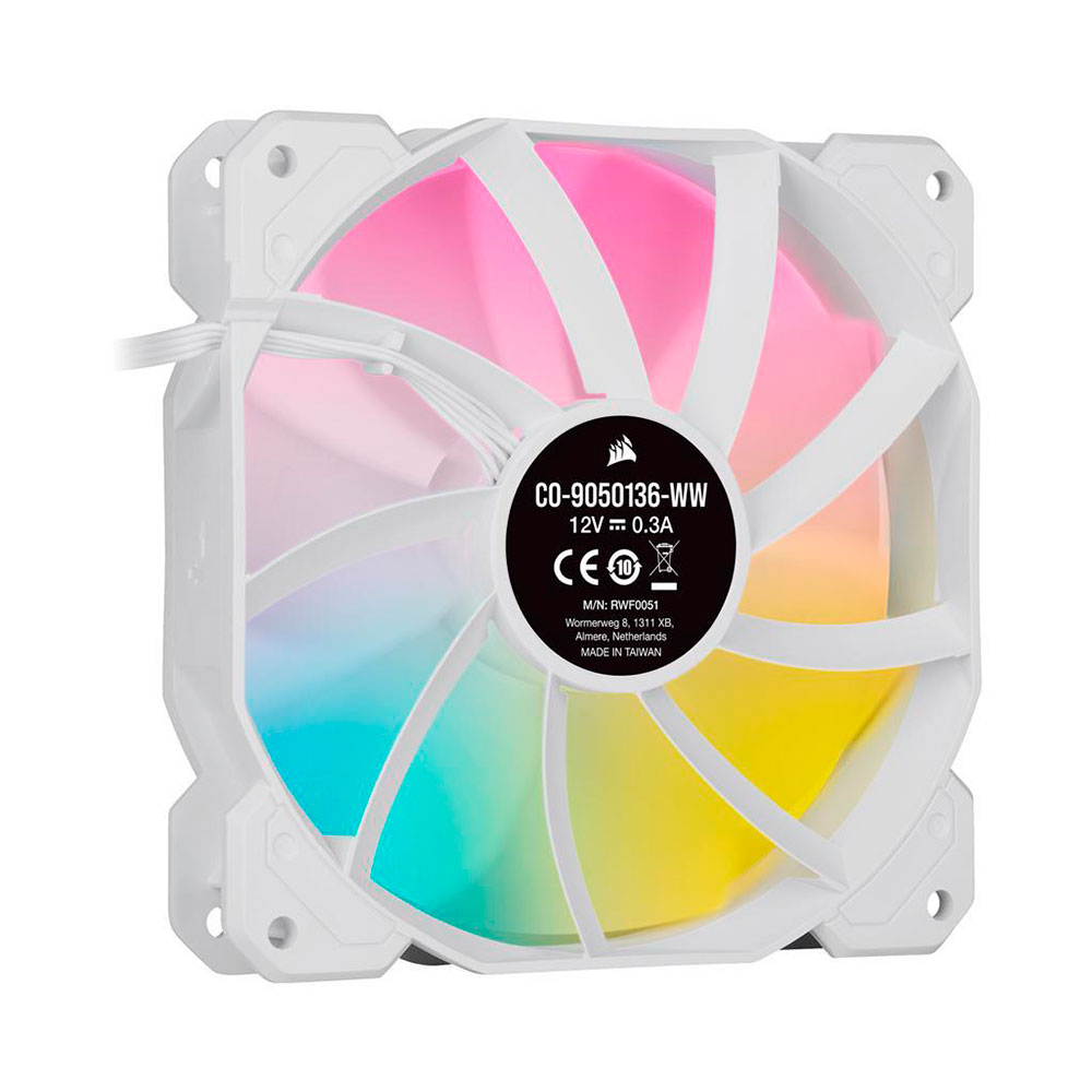 Cooler Fan Icue Sp120 Rgb Elite Pack X3 White 120mm Corsair