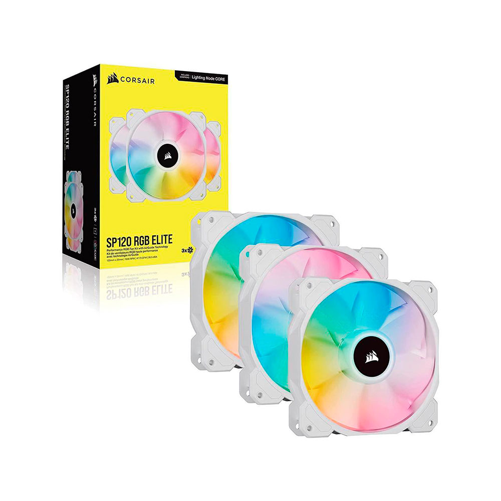 Cooler Fan Icue Sp120 Rgb Elite Pack X3 White 120mm Corsair