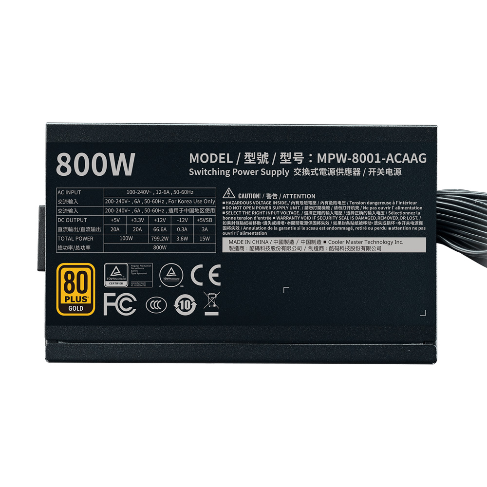 Fuente 800w 80+ Gold G800 Cooler Master