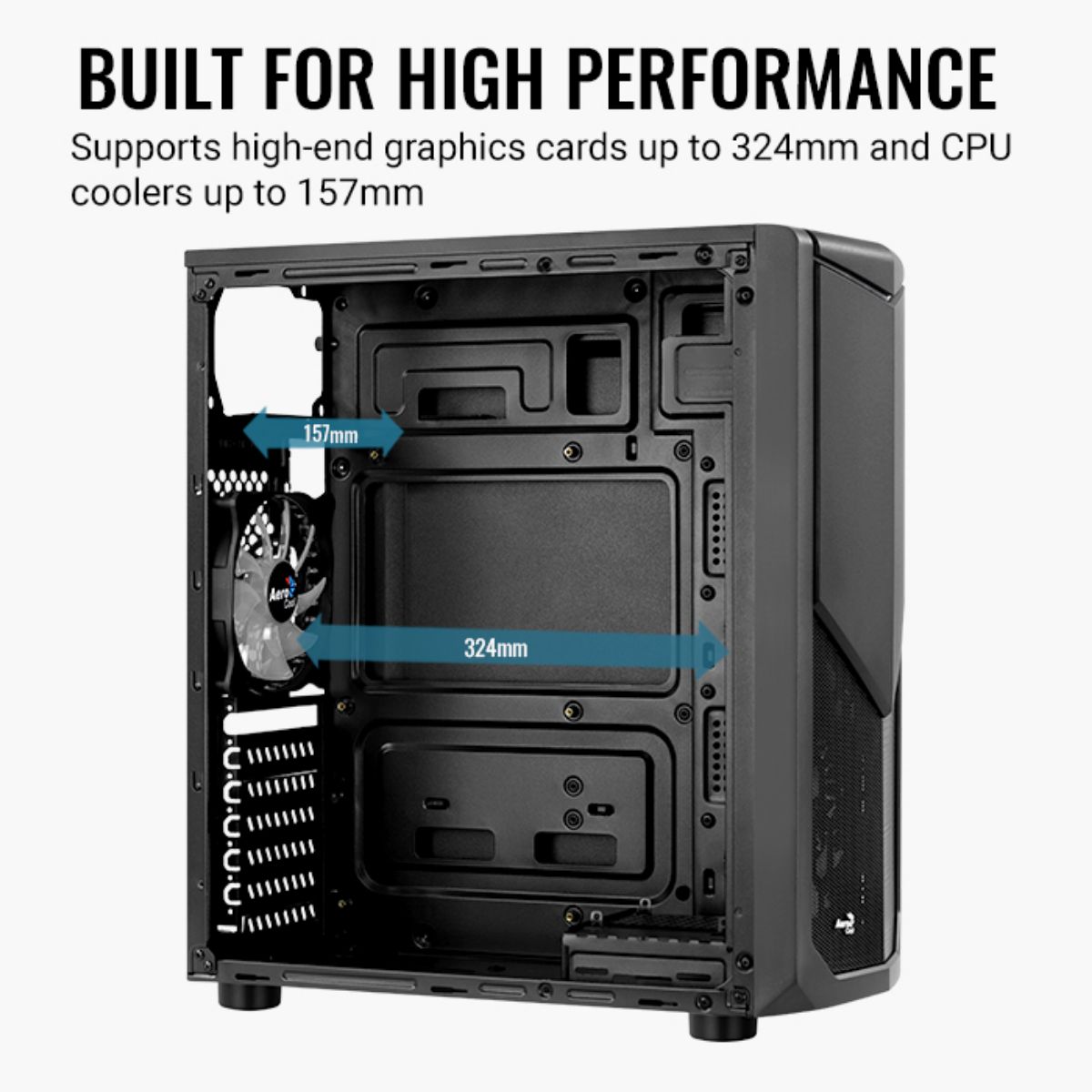 Gabinete Aerocool Tomahawk A BK V3 Mid Tower + 2 Fans ARGB